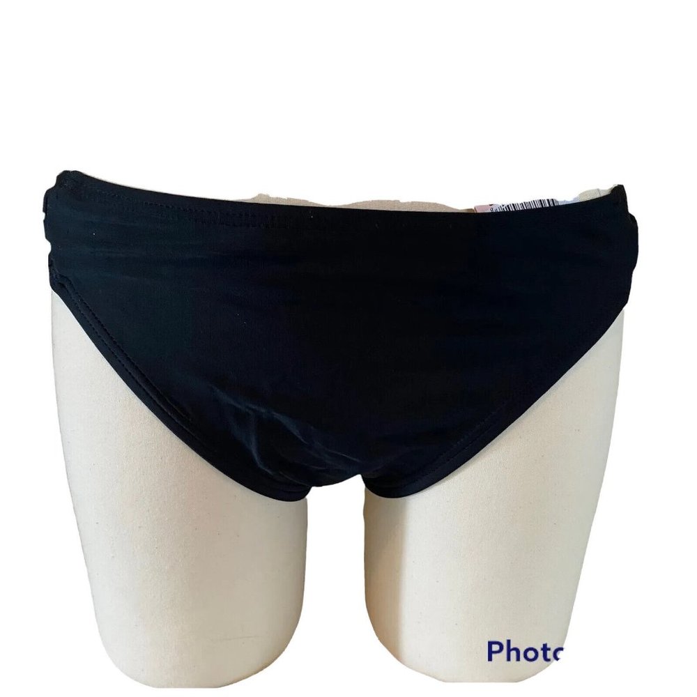tropical honey bikini bottom black ruched detail size 8 nwt